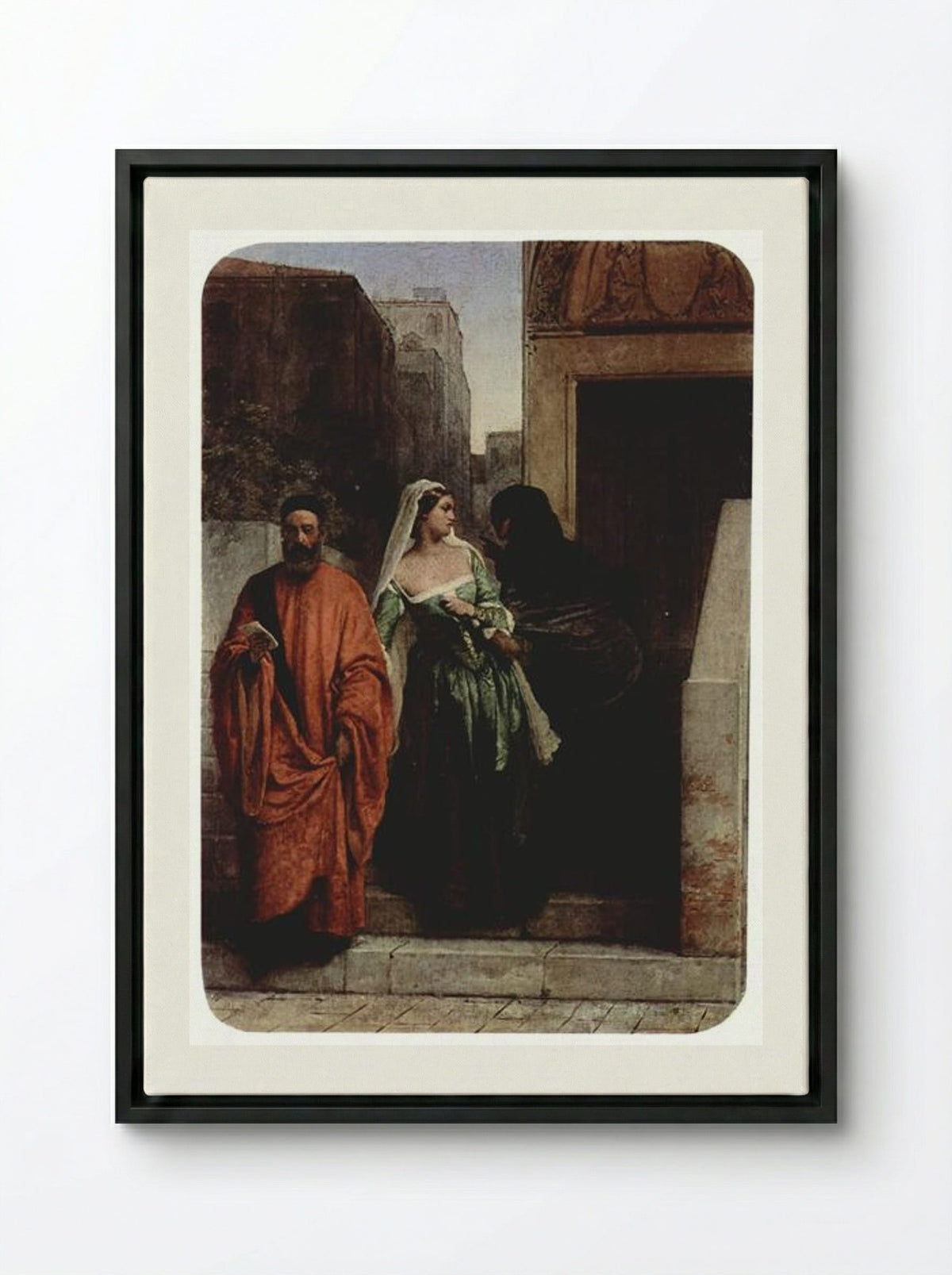 Venetian Women - Francesco Hayez - Framed Canvas Black