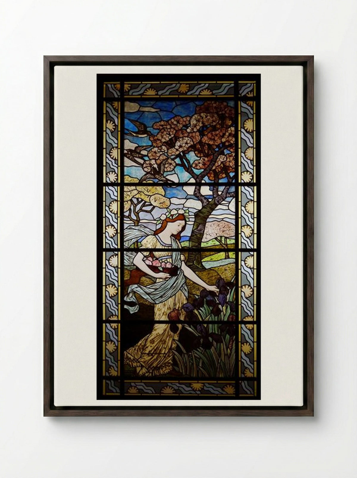 Spring - Eugène Grasset - Framed Canvas Dark Wood