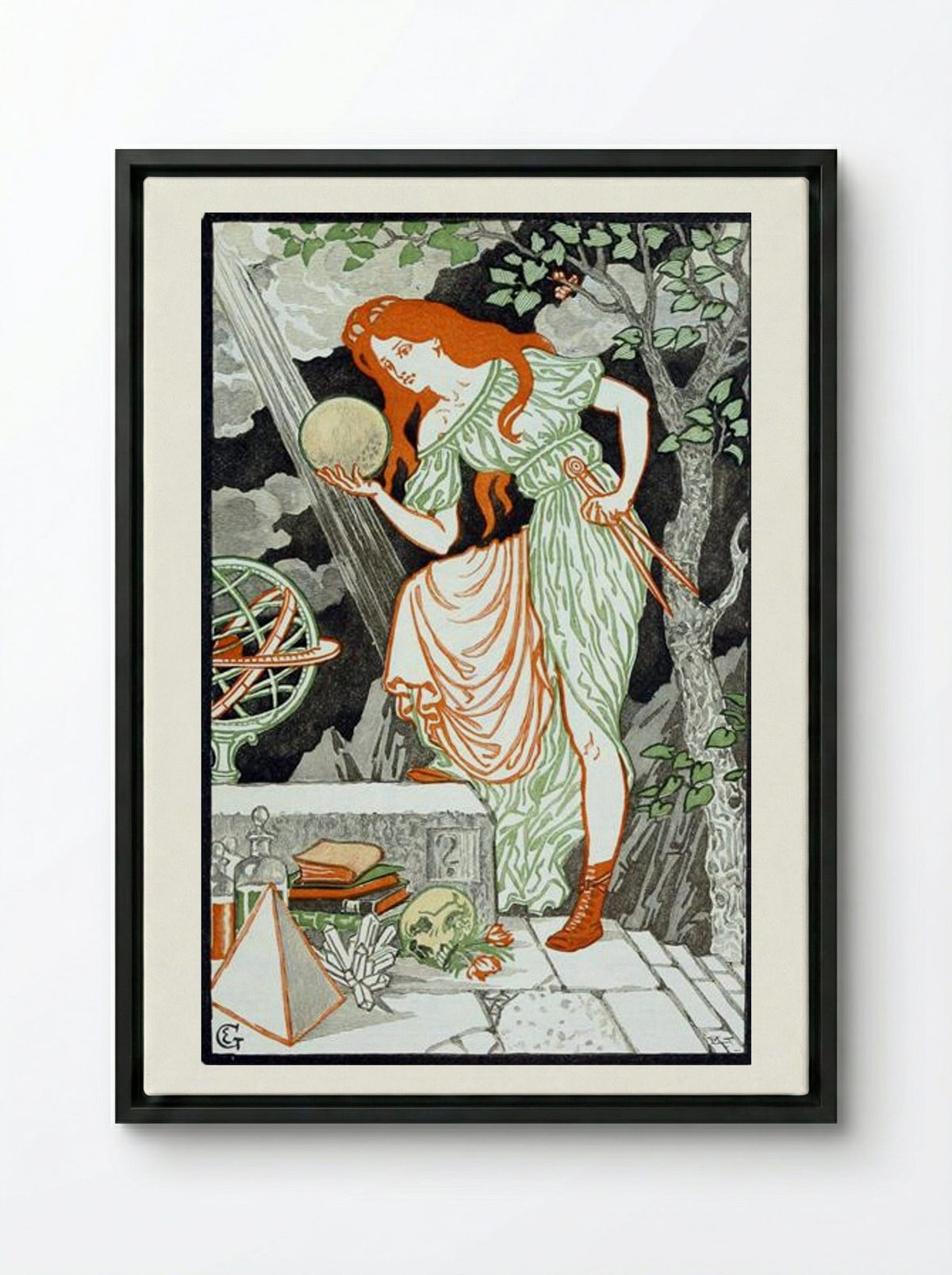 Woman Science - Eugène Grasset - Framed Canvas Black