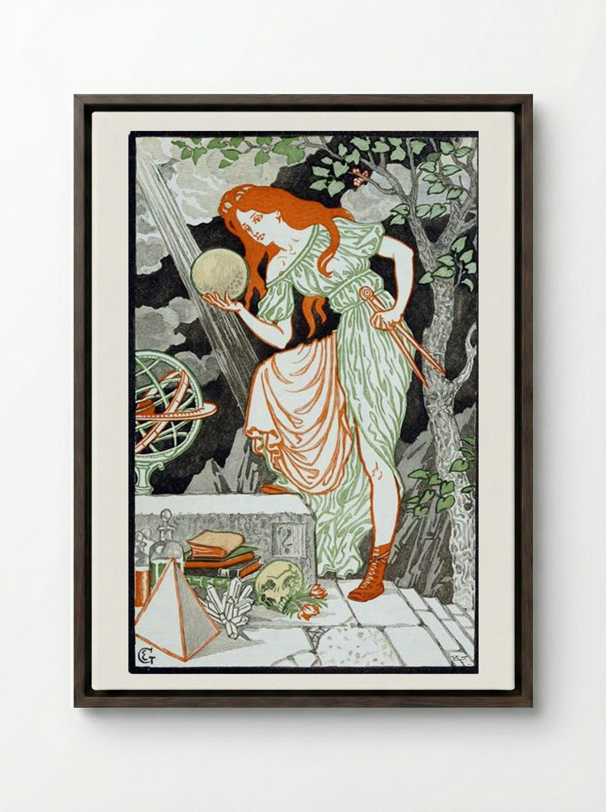 Woman Science - Eugène Grasset - Framed Canvas Dark Wood