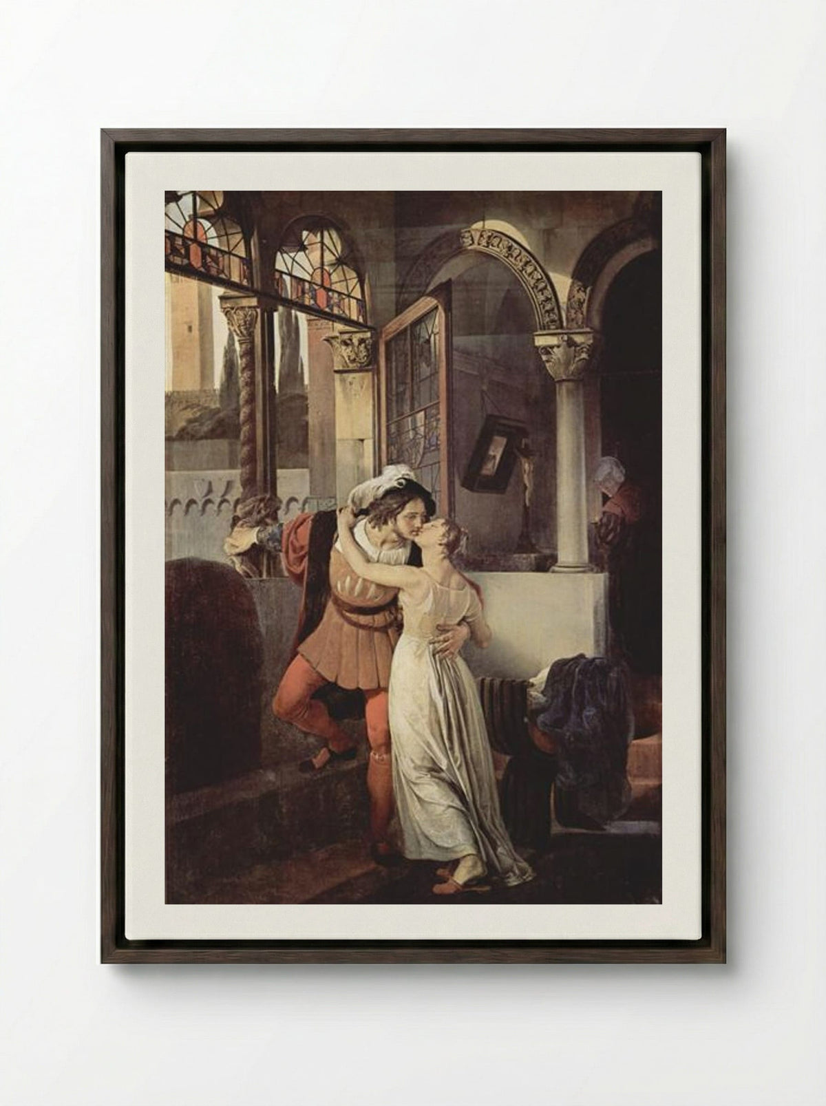 The Last Kiss of Romeo and Juliet - Francesco Hayez - Framed Canvas Dark Wood
