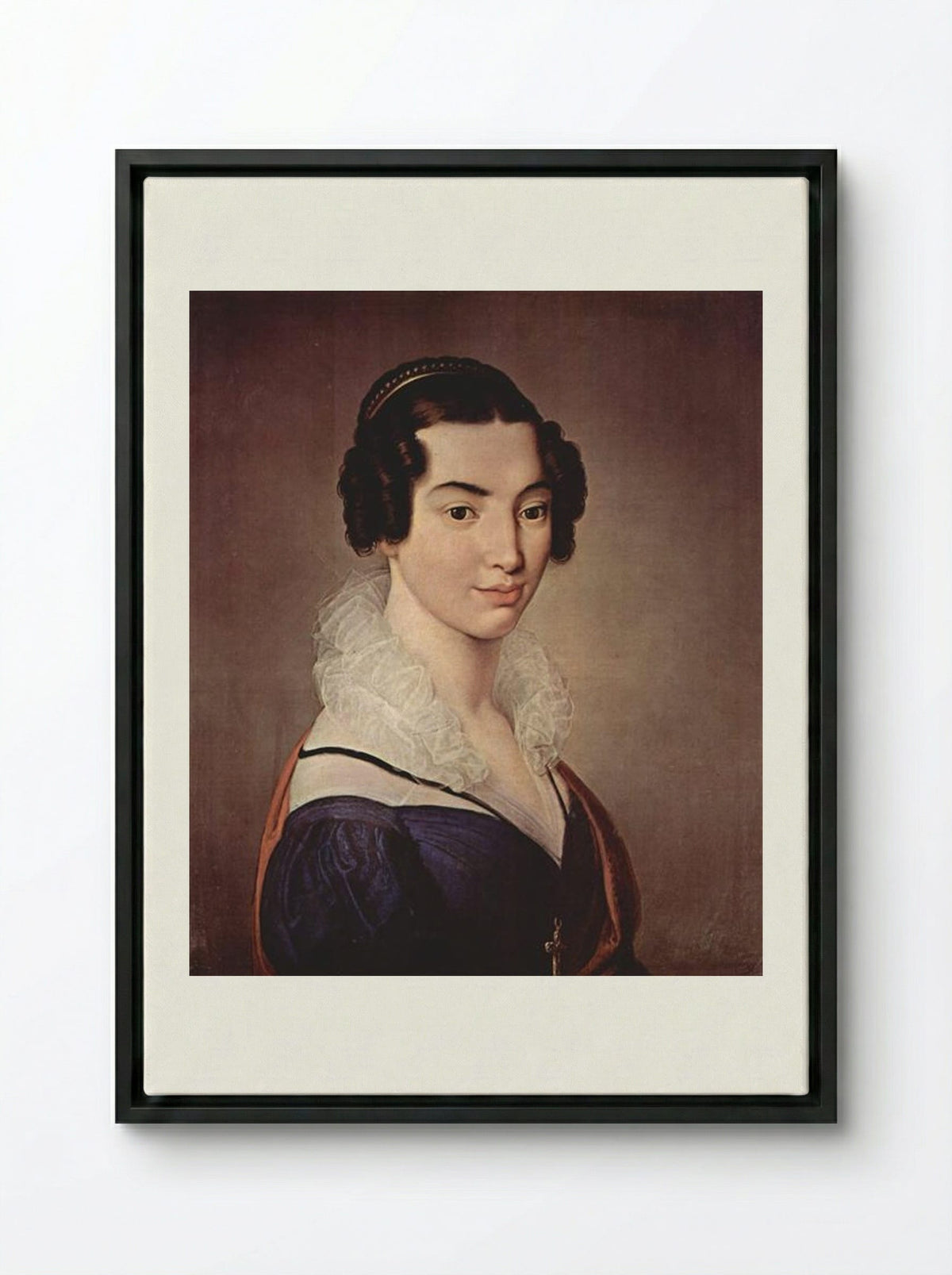 Portrait of Antoniet Vitali Sola - Francesco Hayez - Framed Canvas Black