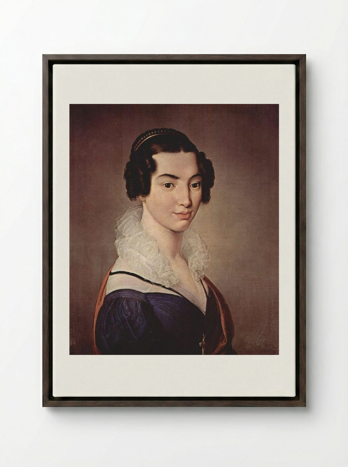 Portrait of Antoniet Vitali Sola - Francesco Hayez - Framed Canvas Dark Wood