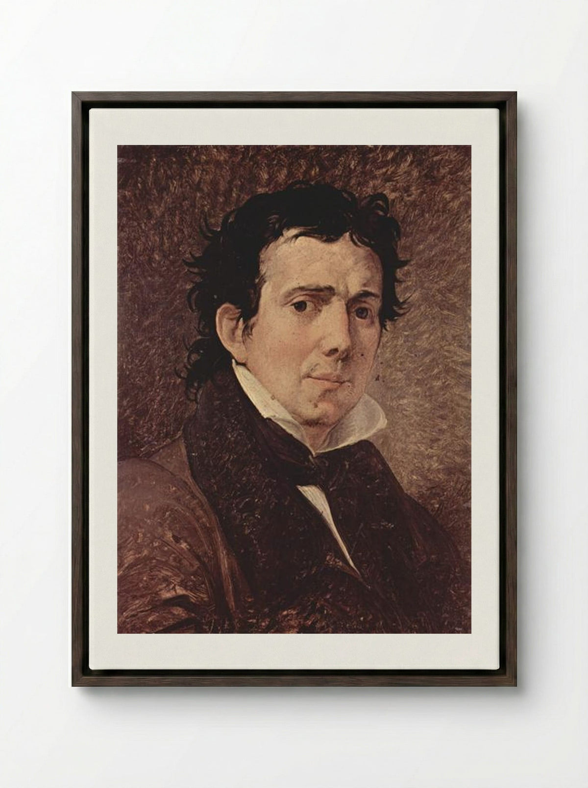 Portrait of Pompeo Marchesi - Francesco Hayez - Framed Canvas Dark Wood