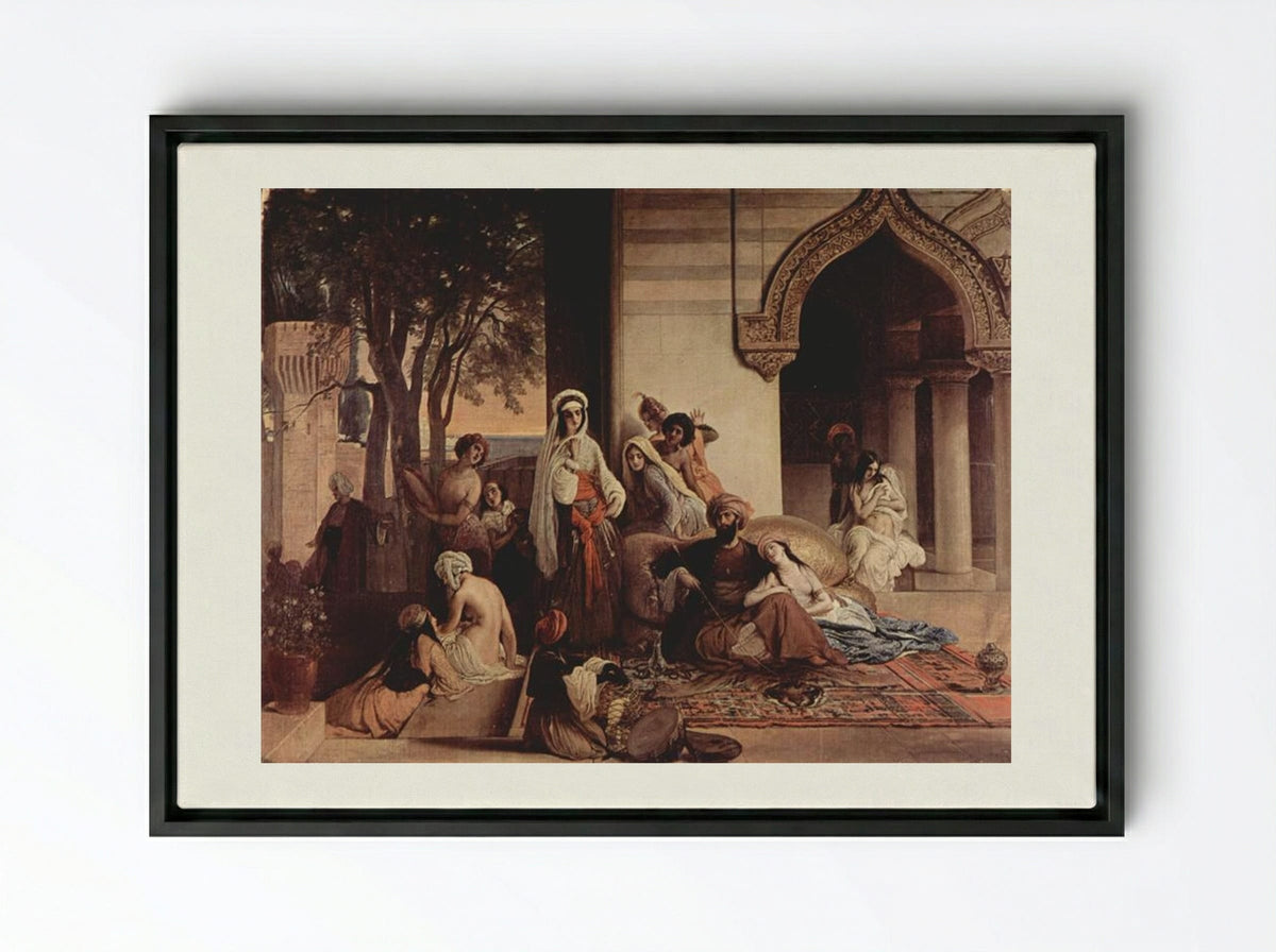The New Favourite (Harem Scene) - Francesco Hayez - Framed Canvas Black