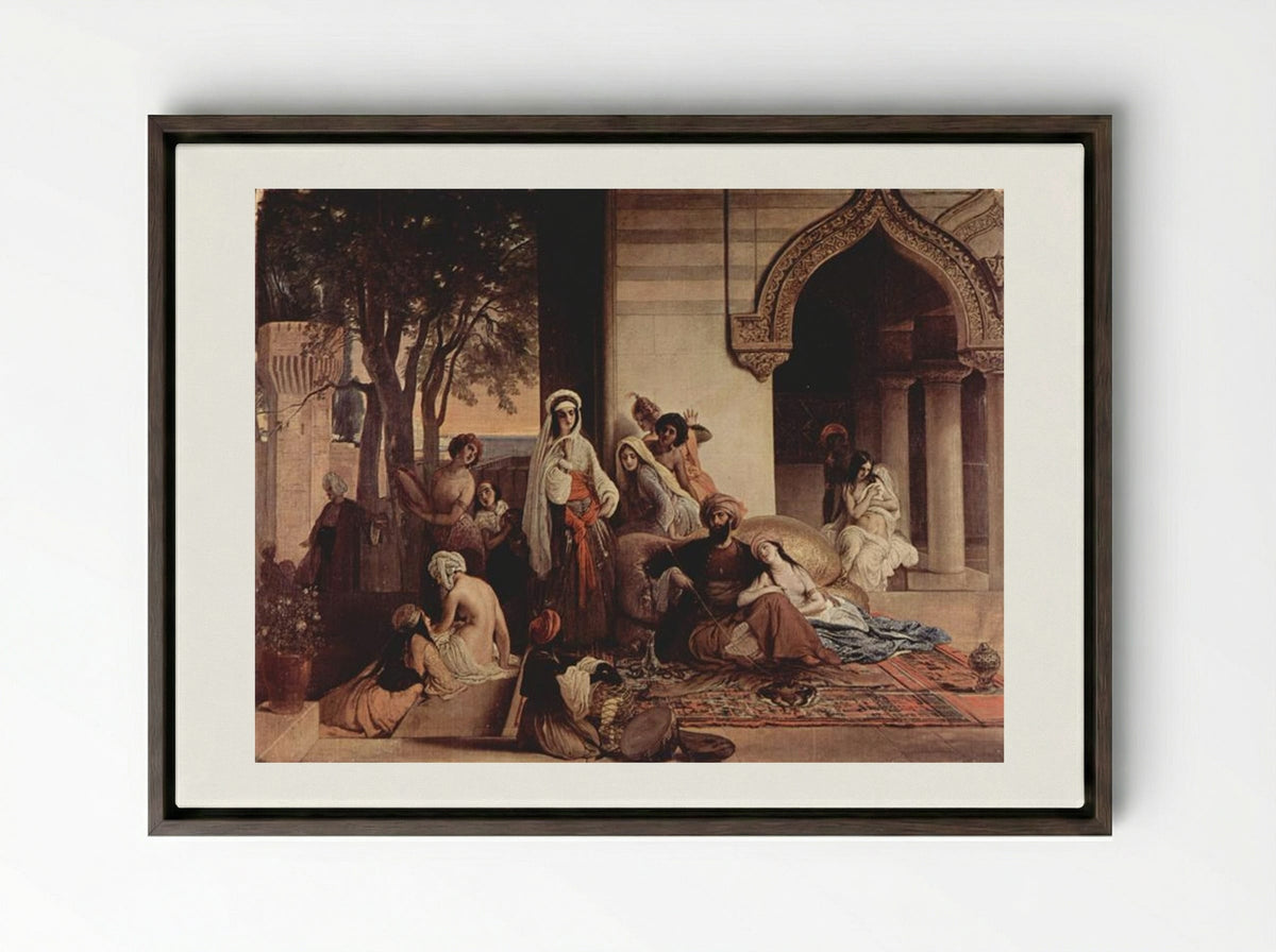 The New Favourite (Harem Scene) - Francesco Hayez - Framed Canvas Dark Wood