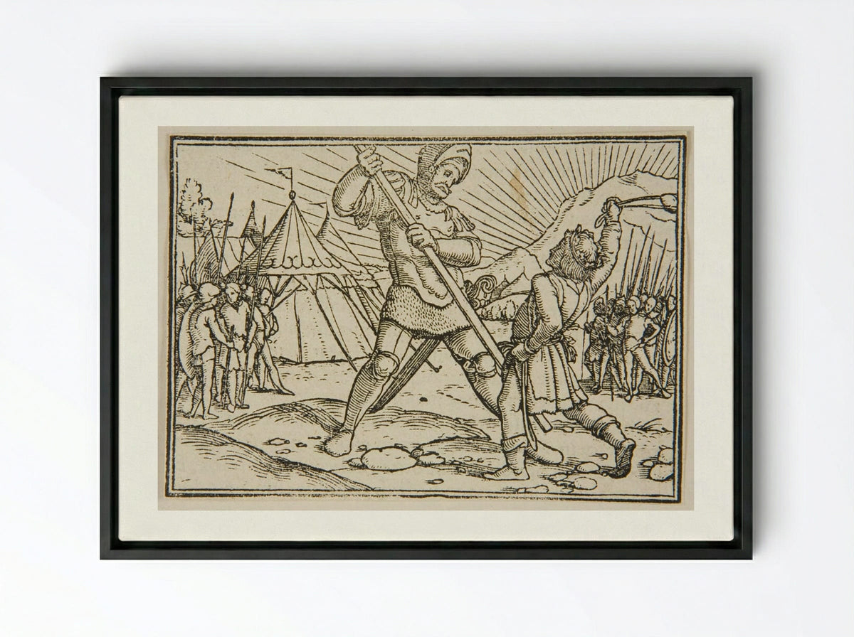 David Kills Goliath - Hans Holbein the Younger - Framed Canvas Black