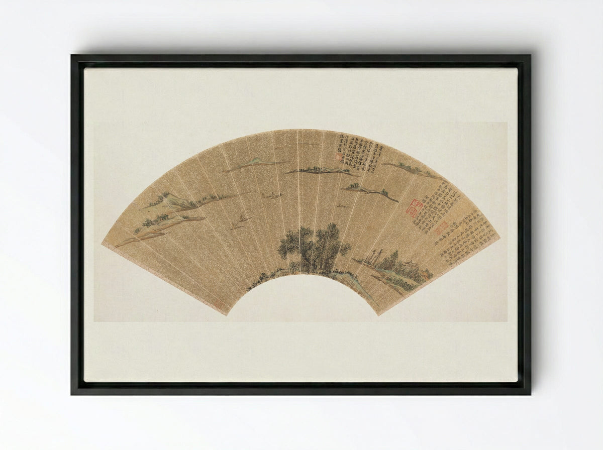 View of Lake Tai - Wen Zhengming - Framed Canvas Black