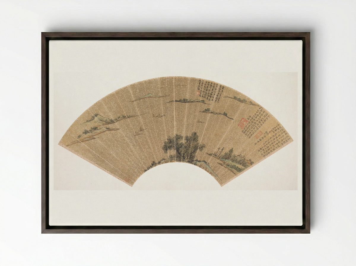 View of Lake Tai - Wen Zhengming - Framed Canvas Dark Wood