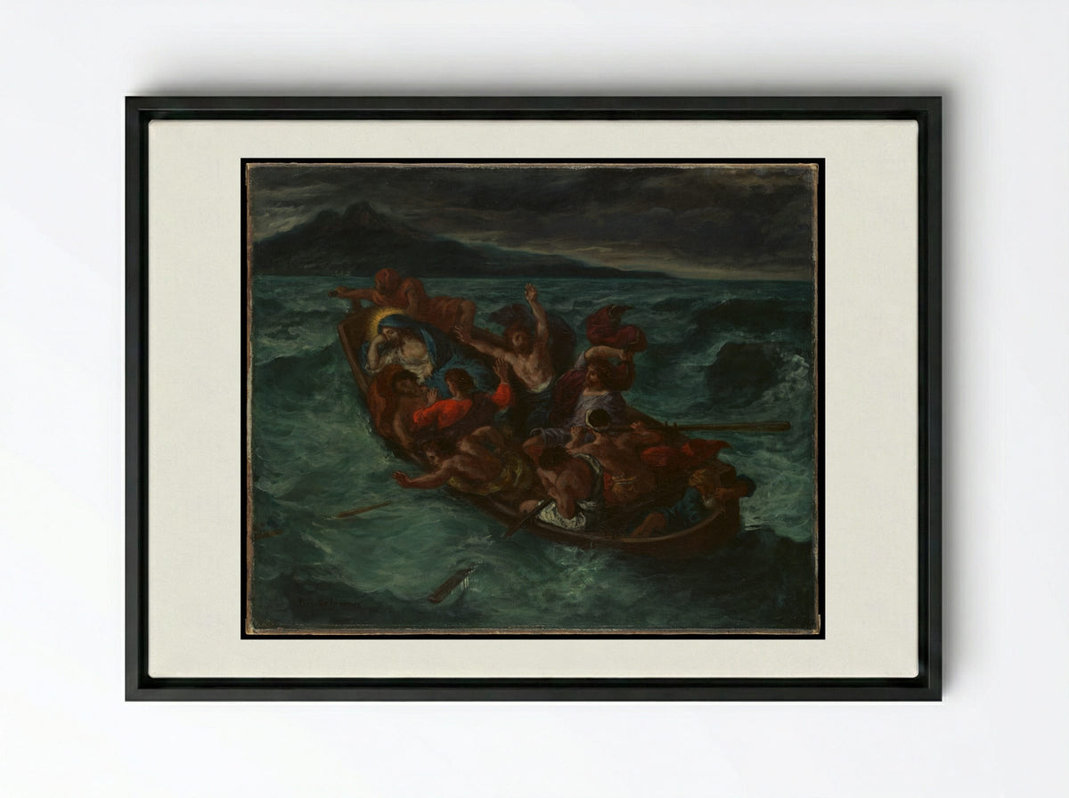 Christ Asleep during the Tempest - Eugène Delacroix - Framed Canvas Black