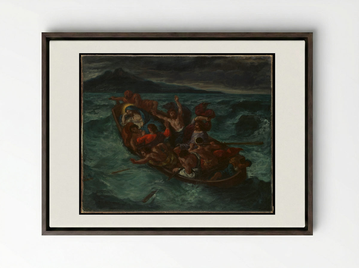 Christ Asleep during the Tempest - Eugène Delacroix - Framed Canvas Dark Wood