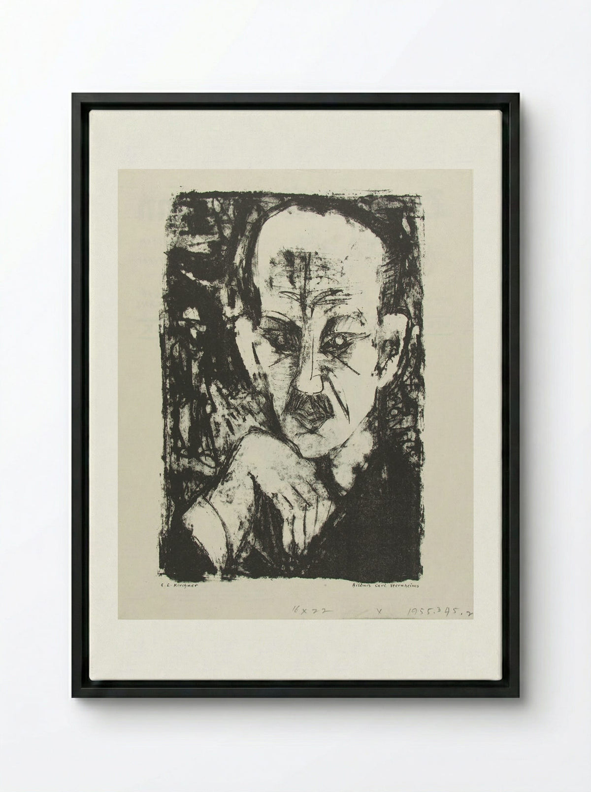 Portrait of Carl Sternheim - Ernst Ludwig Kirchner - Framed Canvas Black