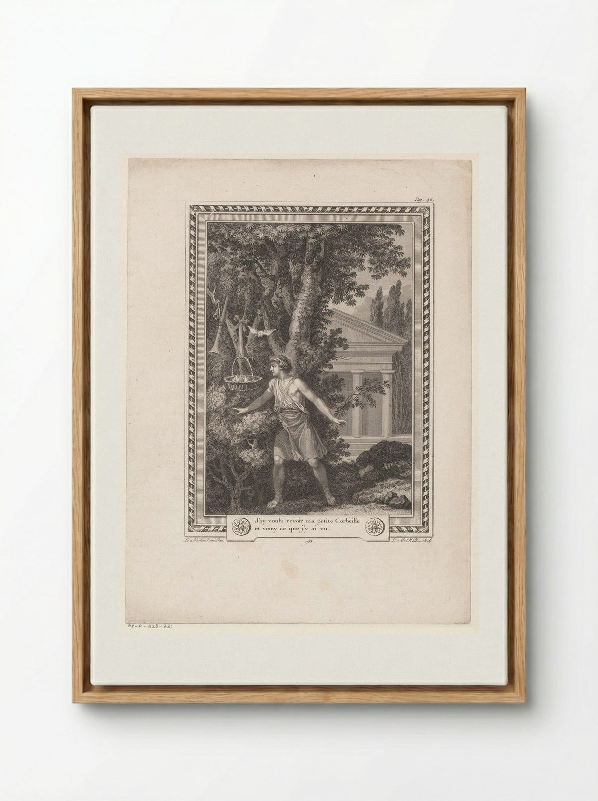 Corydon in a Landscape Before a Temple - Jean-Jacques-François Le Barbier - Framed Canvas Wood