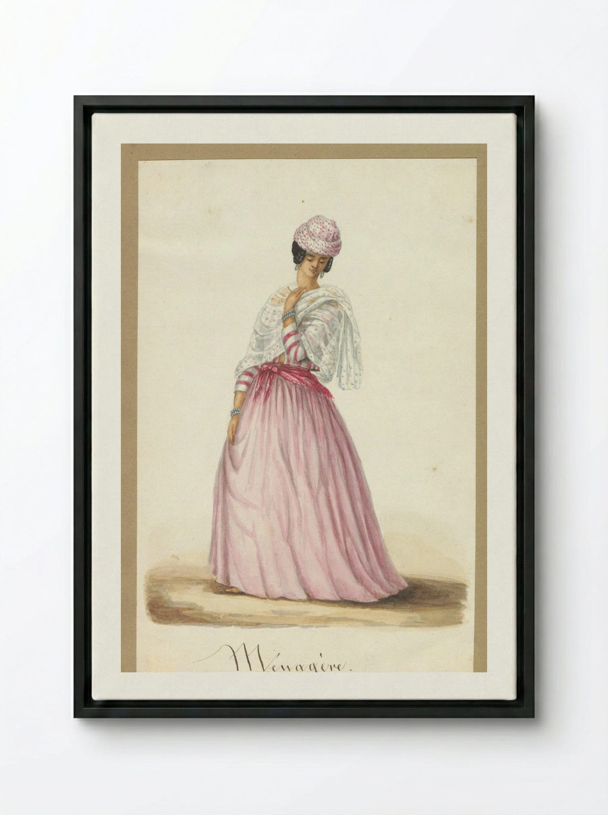 Jonge vrouw in koto misi - Jacob Marius Adriaan Martini van Geffen - Framed Canvas Black