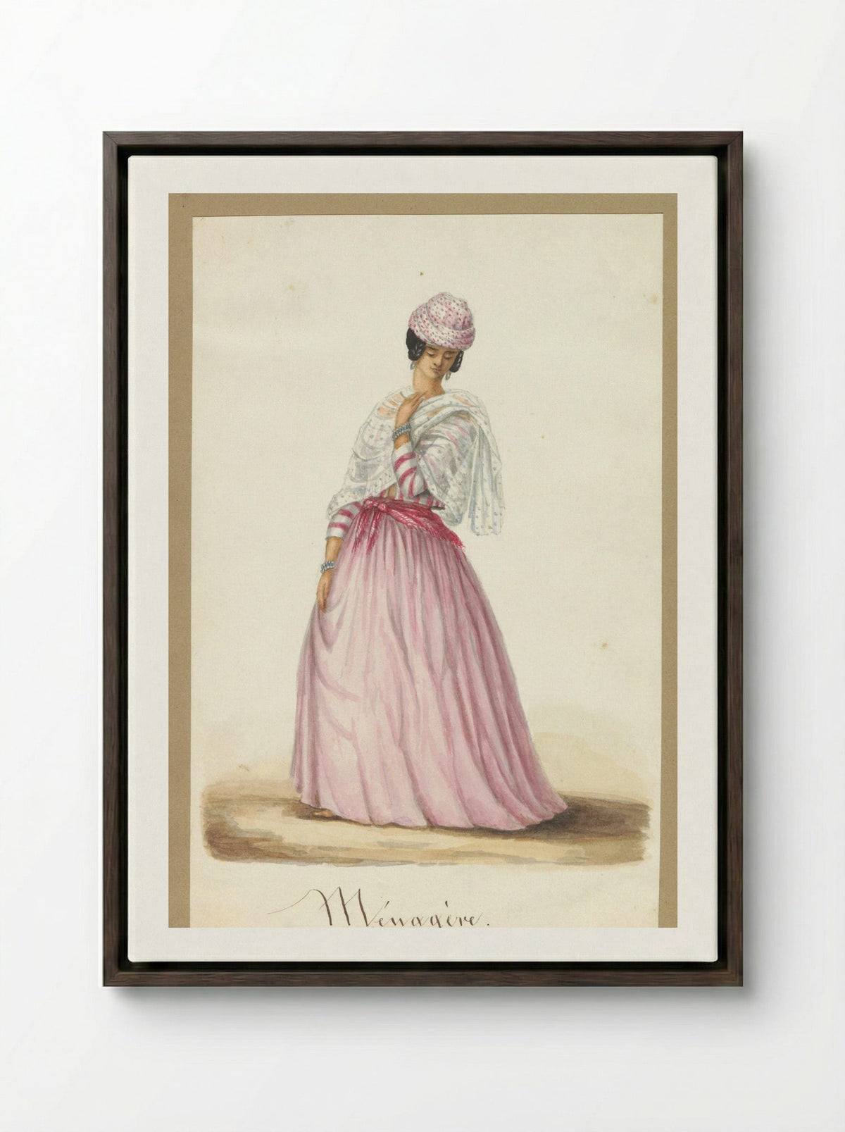 Jonge vrouw in koto misi - Jacob Marius Adriaan Martini van Geffen - Framed Canvas Dark Wood