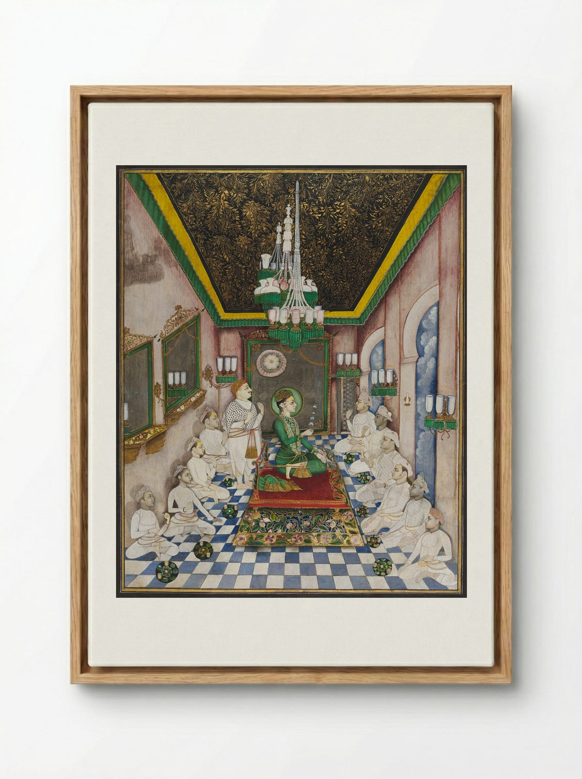 The Young Maharaja of Indore in Durbar - Unknown Artist - Framed Canvas Wood