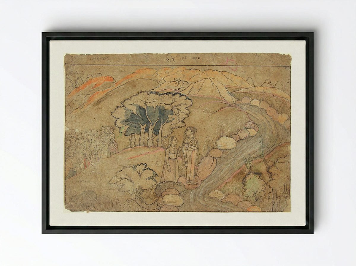 The Emergence of Kaushiki - Unknown Artist - Framed Canvas Black