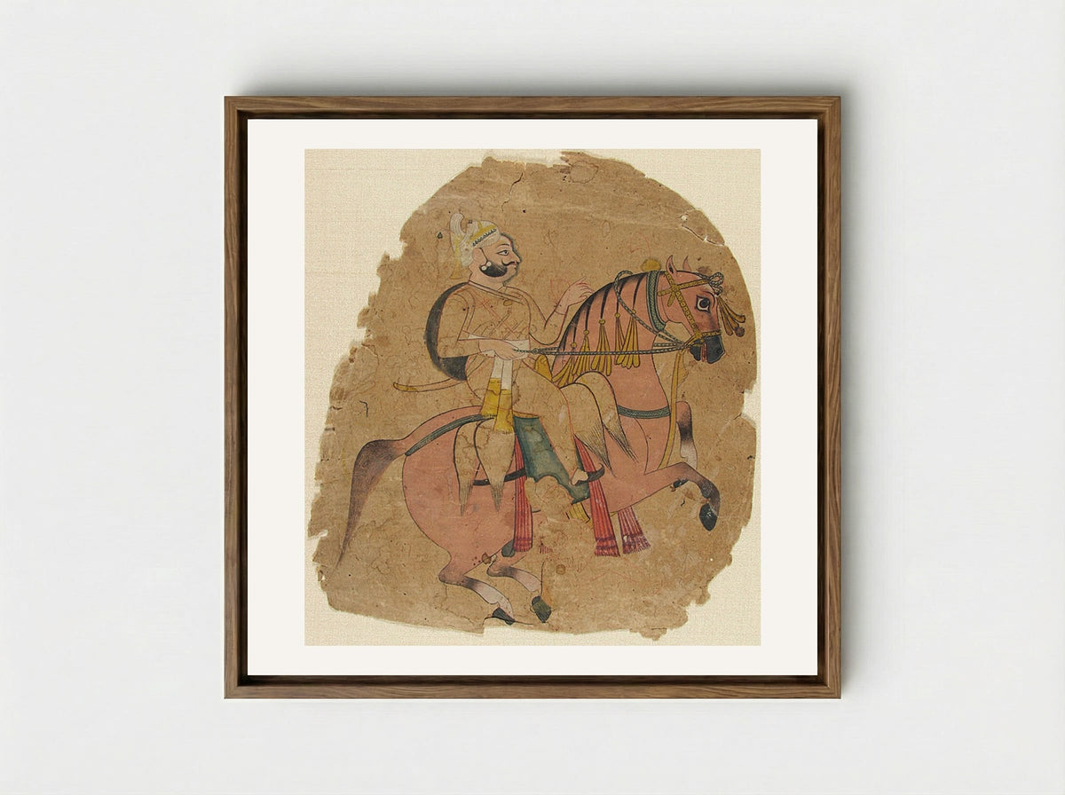 Rajput Chief on Horseback - Fine Art Print - Framed Canvas Wood