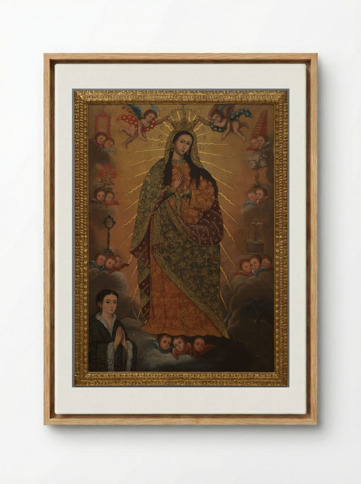 The Virgin of the Miracle with a Donor - Fine Art Print - Framed Canvas Wood