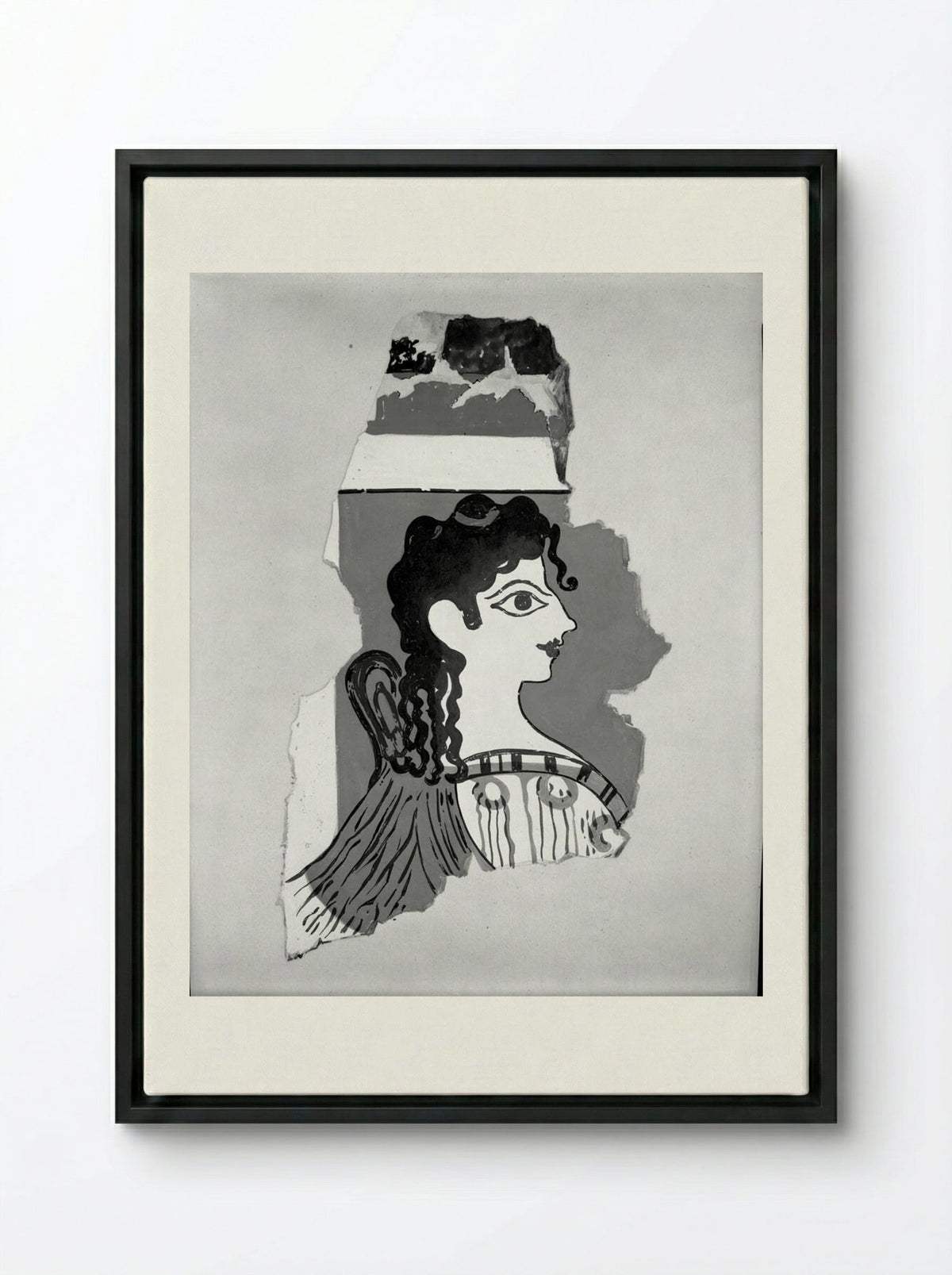 La Parisienne (After a Late Minoan Fresco) - Fine Art Print - Framed Canvas Black