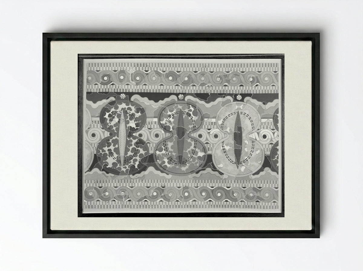 Ornamental Frieze (after a fresco from the Palace of Tiryns, Argolis) - Fine Art Print - Framed Canvas Black
