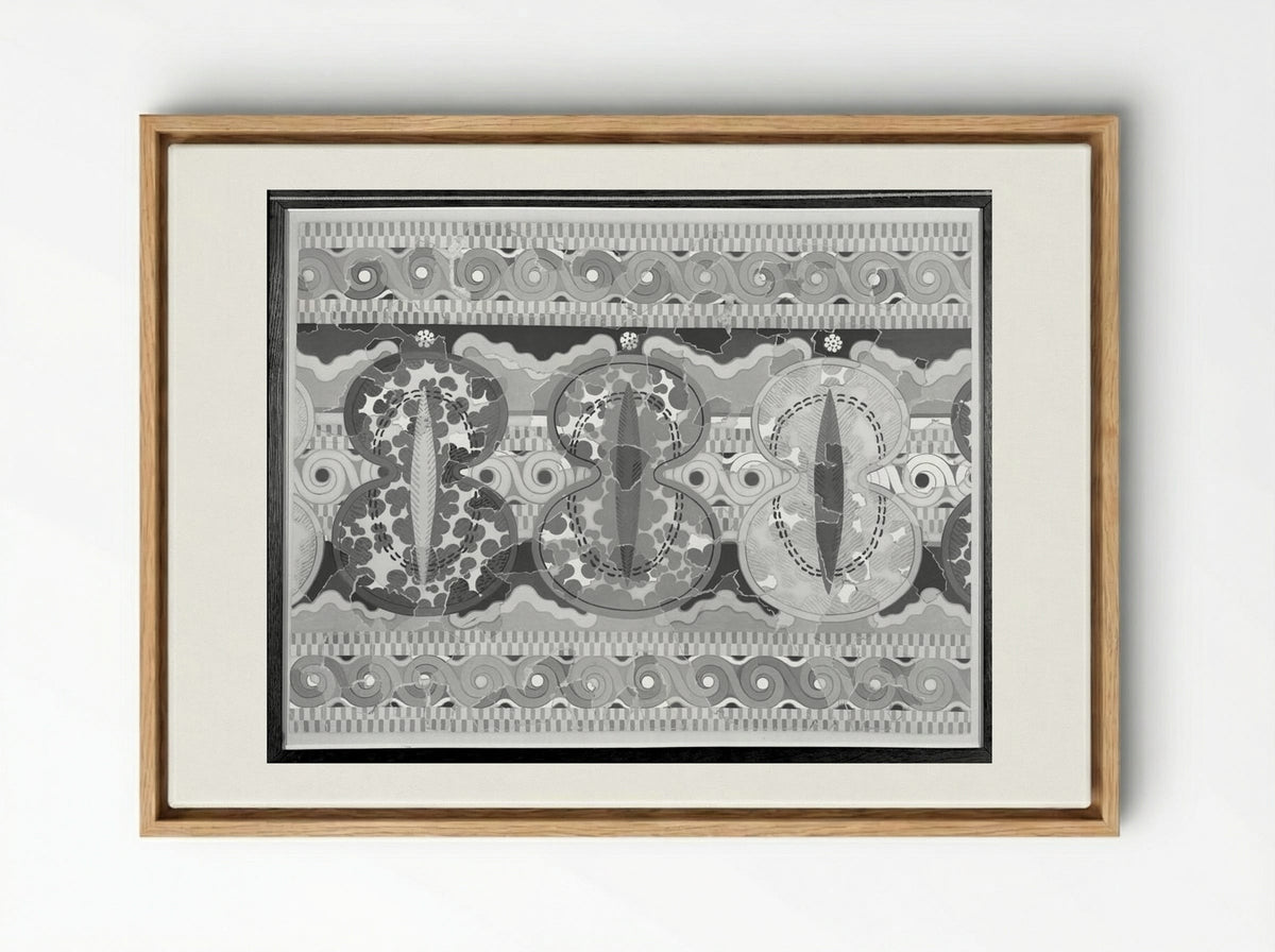 Ornamental Frieze (after a fresco from the Palace of Tiryns, Argolis) - Fine Art Print - Framed Canvas Wood