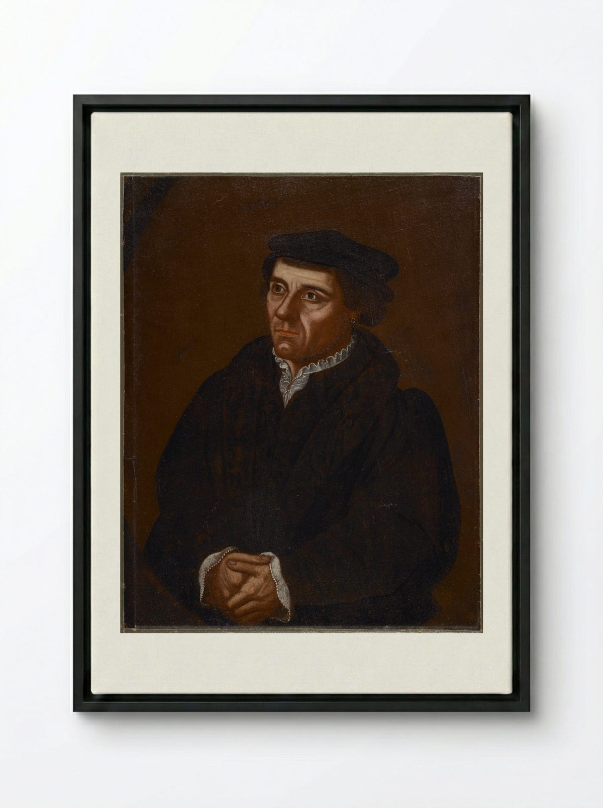 Portrait of Adam Winthrop - Unidentified Artist - Framed Canvas Black