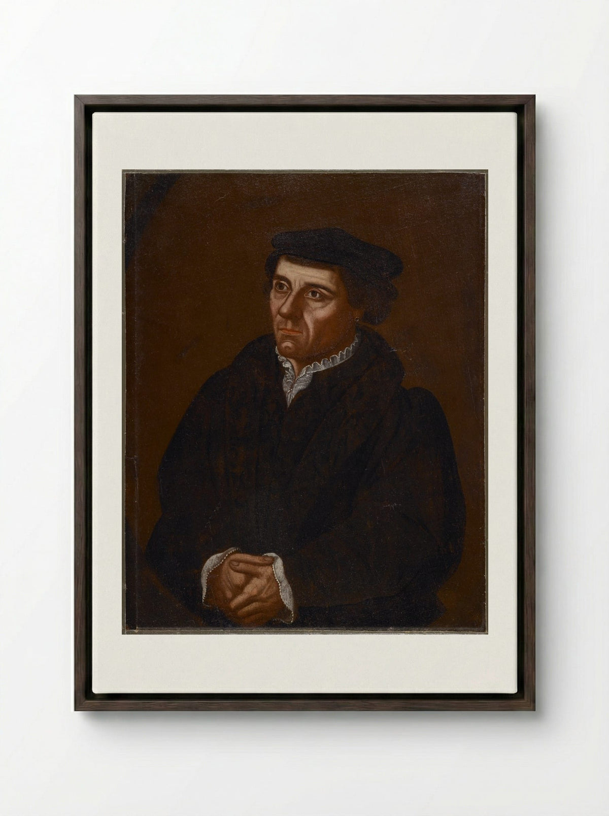 Portrait of Adam Winthrop - Unidentified Artist - Framed Canvas Dark Wood