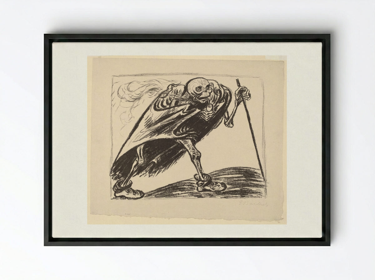 Wandering Death - Ernst Barlach - Framed Canvas Black