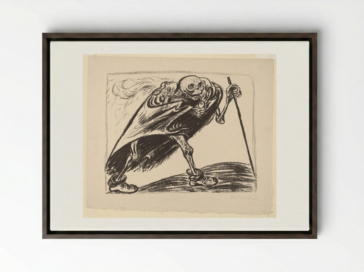 Wandering Death - Ernst Barlach - Framed Canvas Dark Wood