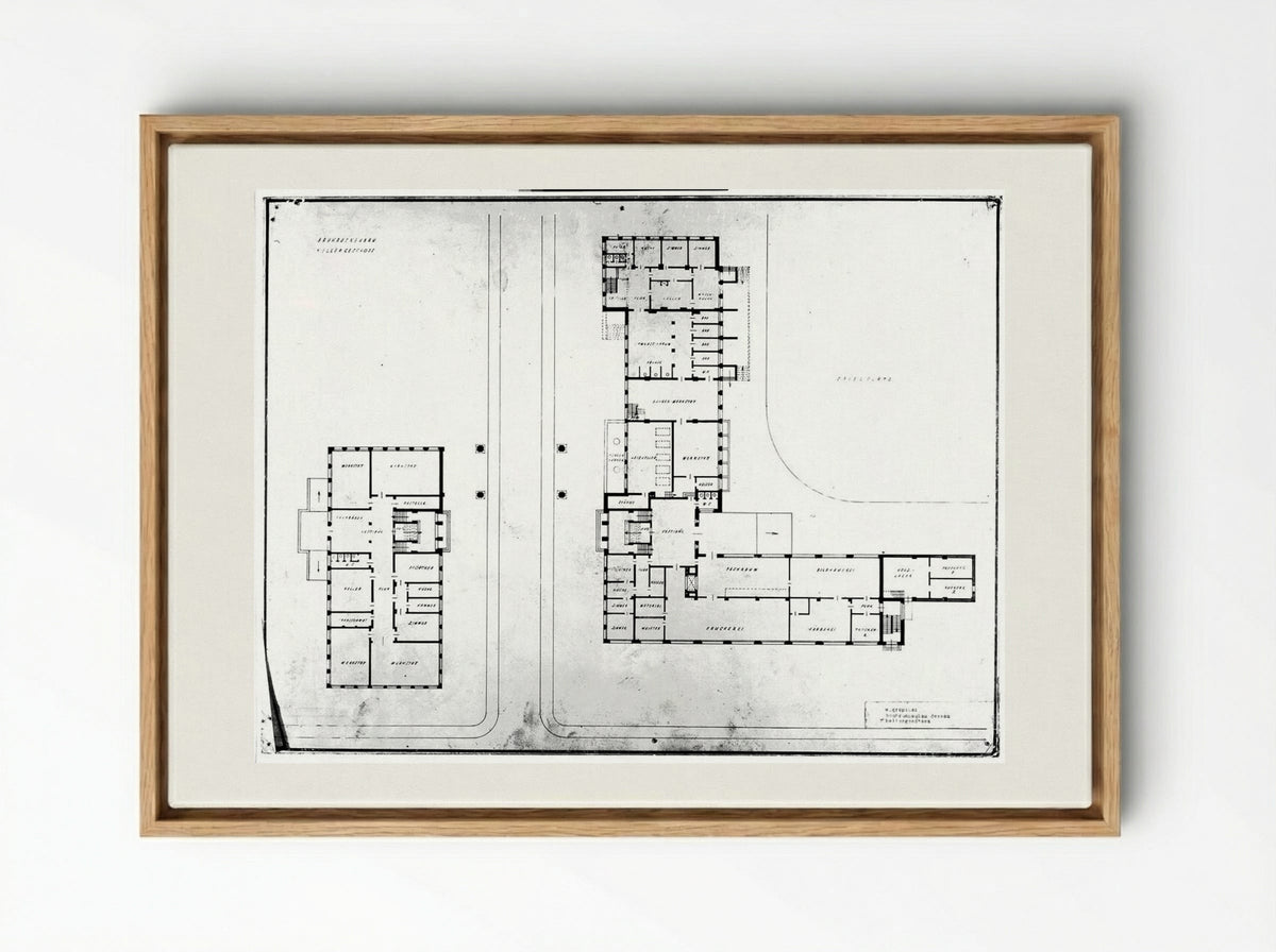Bauhaus Building, Dessau: Basement Plan - Walter Gropius - Framed Canvas Wood