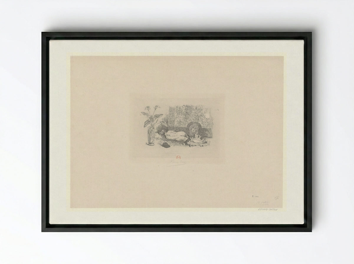 La Sieste - Félicien Rops - Framed Canvas Black
