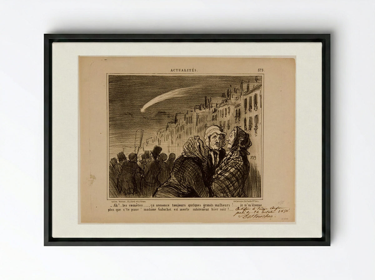 Ah!...the comets..., that always signals some great misfortunes! - Honoré-Victorin Daumier - Framed Canvas Black