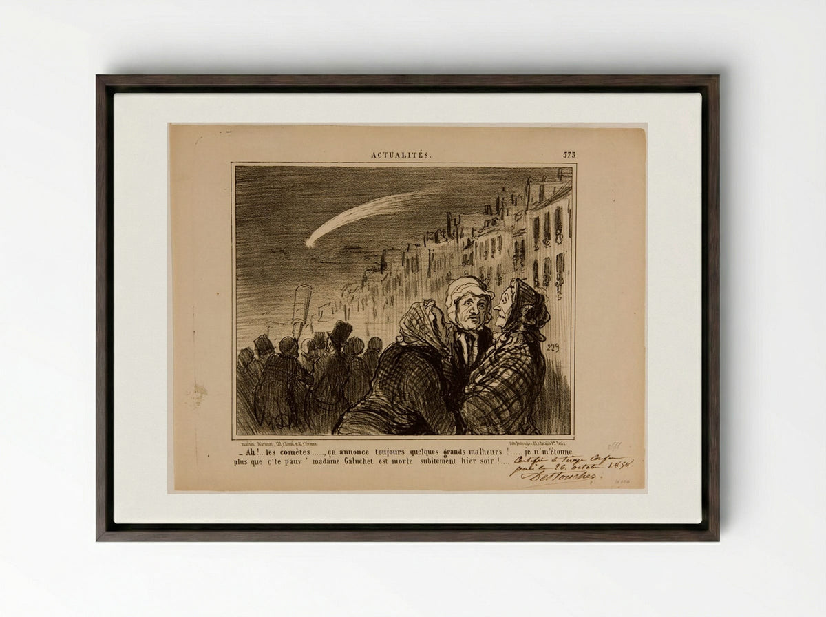 Ah!...the comets..., that always signals some great misfortunes! - Honoré-Victorin Daumier - Framed Canvas Dark Wood