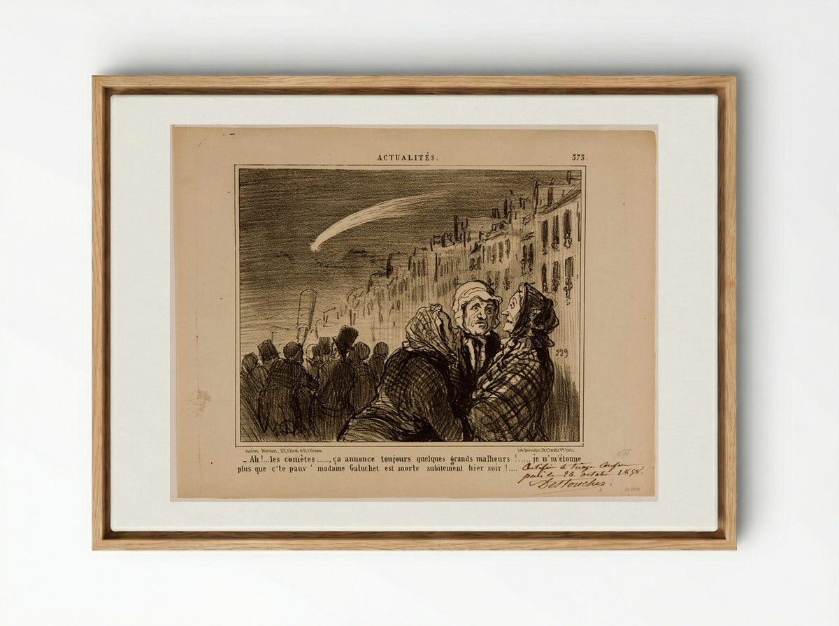Ah!...the comets..., that always signals some great misfortunes! - Honoré-Victorin Daumier - Framed Canvas Wood