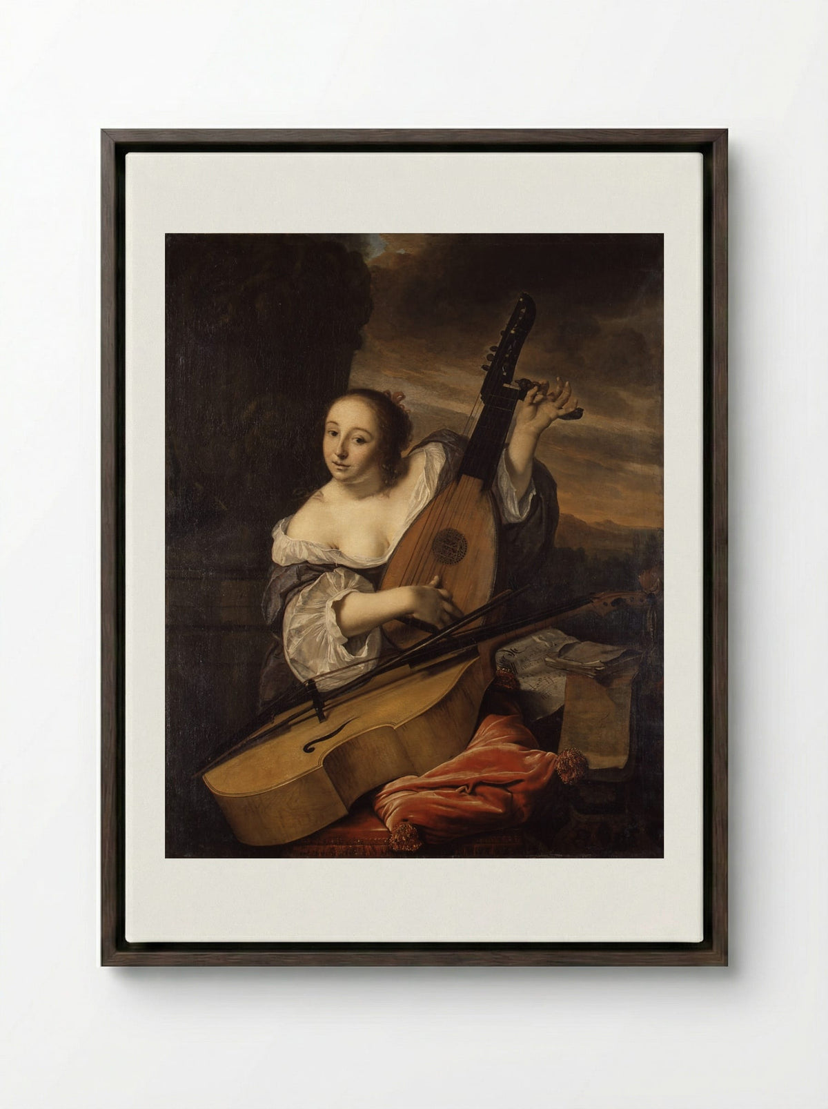 The Musician - Bartholomeus van der Helst - Framed Canvas Dark Wood