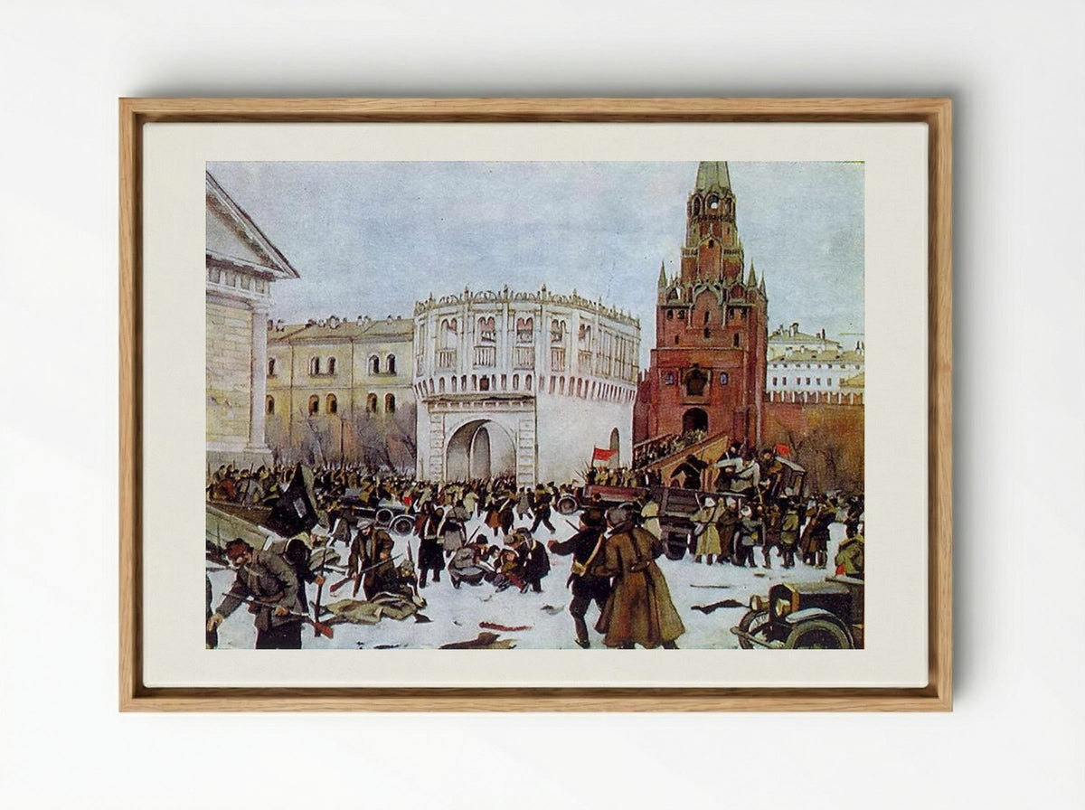 Entry into the Kremlin through the Trinity Gates, 2 (15) November 1917 - Konstantin Yuon - Framed Canvas Wood