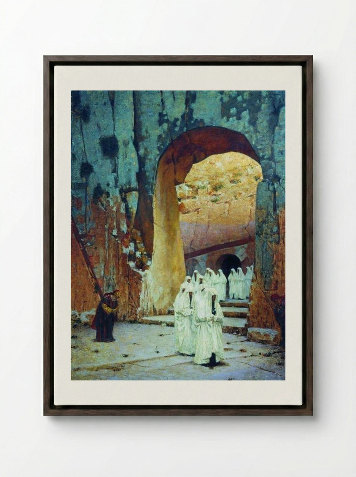In Jerusalem. Royal Tombs - Vasily Vereshchagin - Framed Canvas Dark Wood