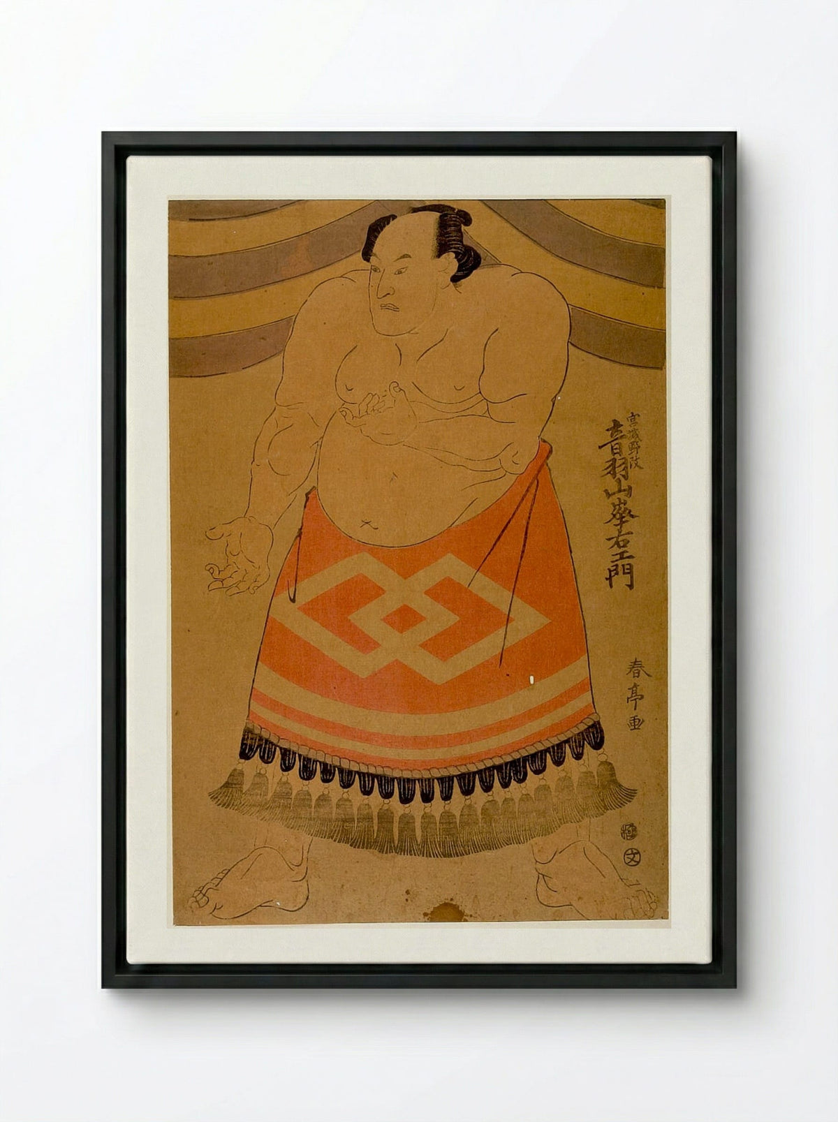 Wrestler Otowazan Minezaemon - Katsukawa Shuntei - Framed Canvas Black
