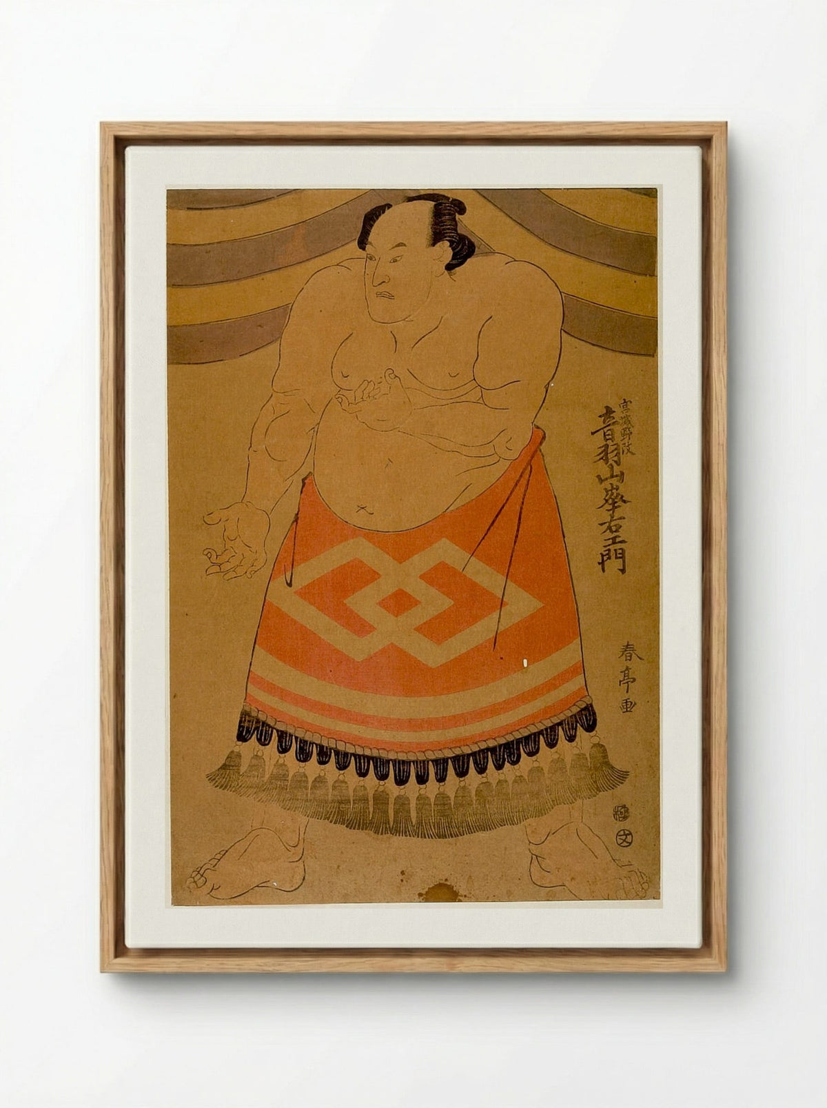 Wrestler Otowazan Minezaemon - Katsukawa Shuntei - Framed Canvas Wood