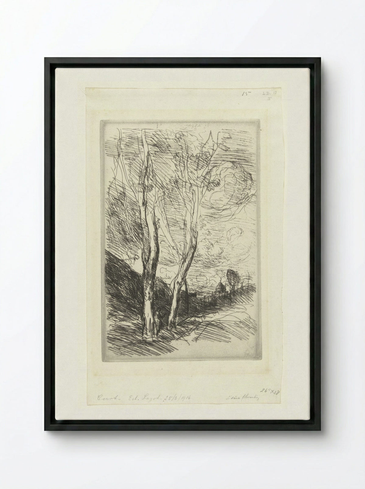 Souvenir d'Italie (The Florentine Dome) - Jean-Baptiste-Camille Corot - Framed Canvas Black