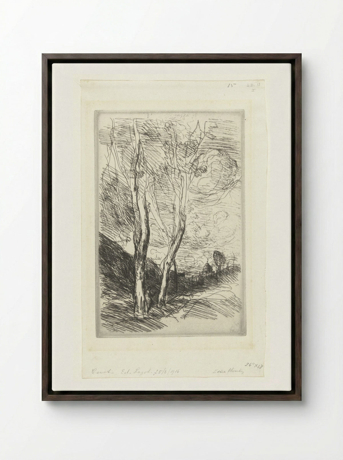 Souvenir d'Italie (The Florentine Dome) - Jean-Baptiste-Camille Corot - Framed Canvas Dark Wood
