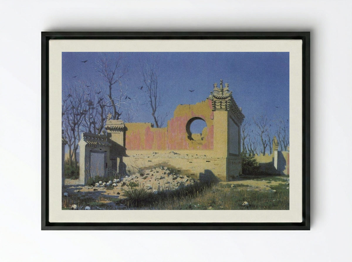 Ruins of a Theater in Chuguchak - Vasily Vereshchagin - Framed Canvas Black