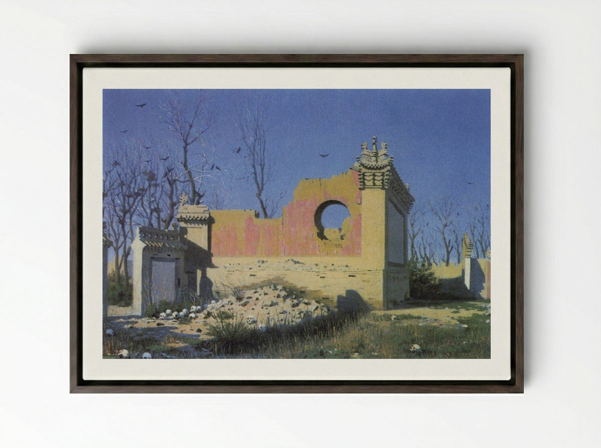 Ruins of a Theater in Chuguchak - Vasily Vereshchagin - Framed Canvas Dark Wood