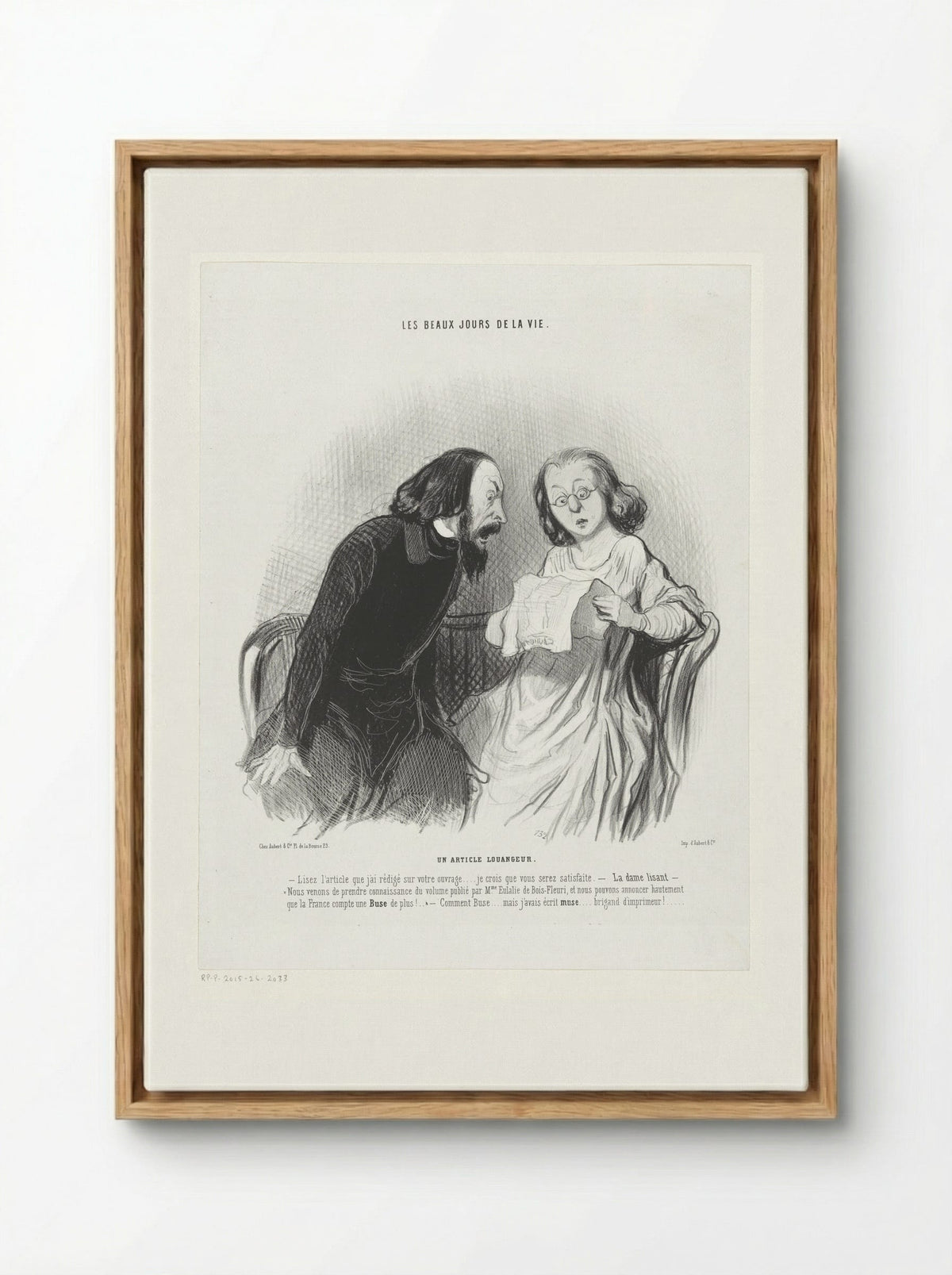 Un article louangeur - Honoré Daumier - Framed Canvas Wood