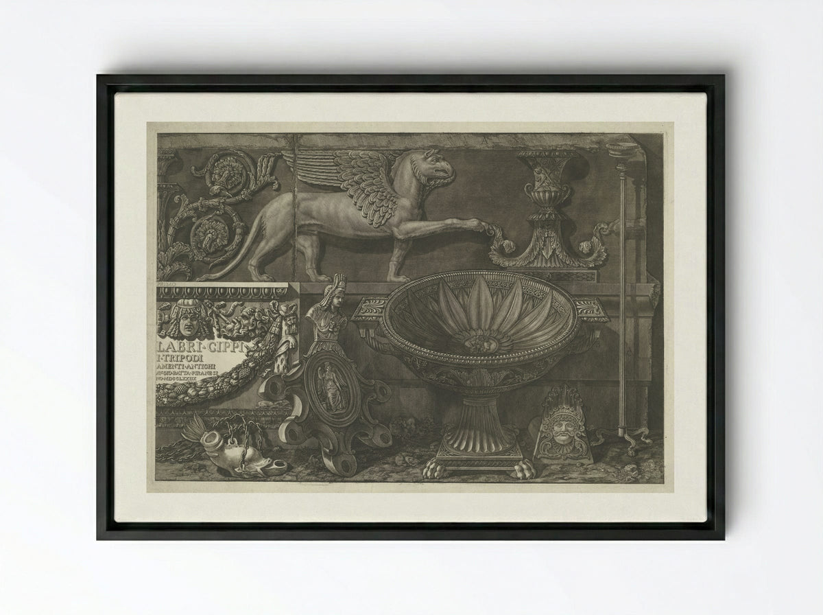 Frontispiece for Vasi, Candelabri, Cippi - Giovanni Battista Piranesi - Framed Canvas Black