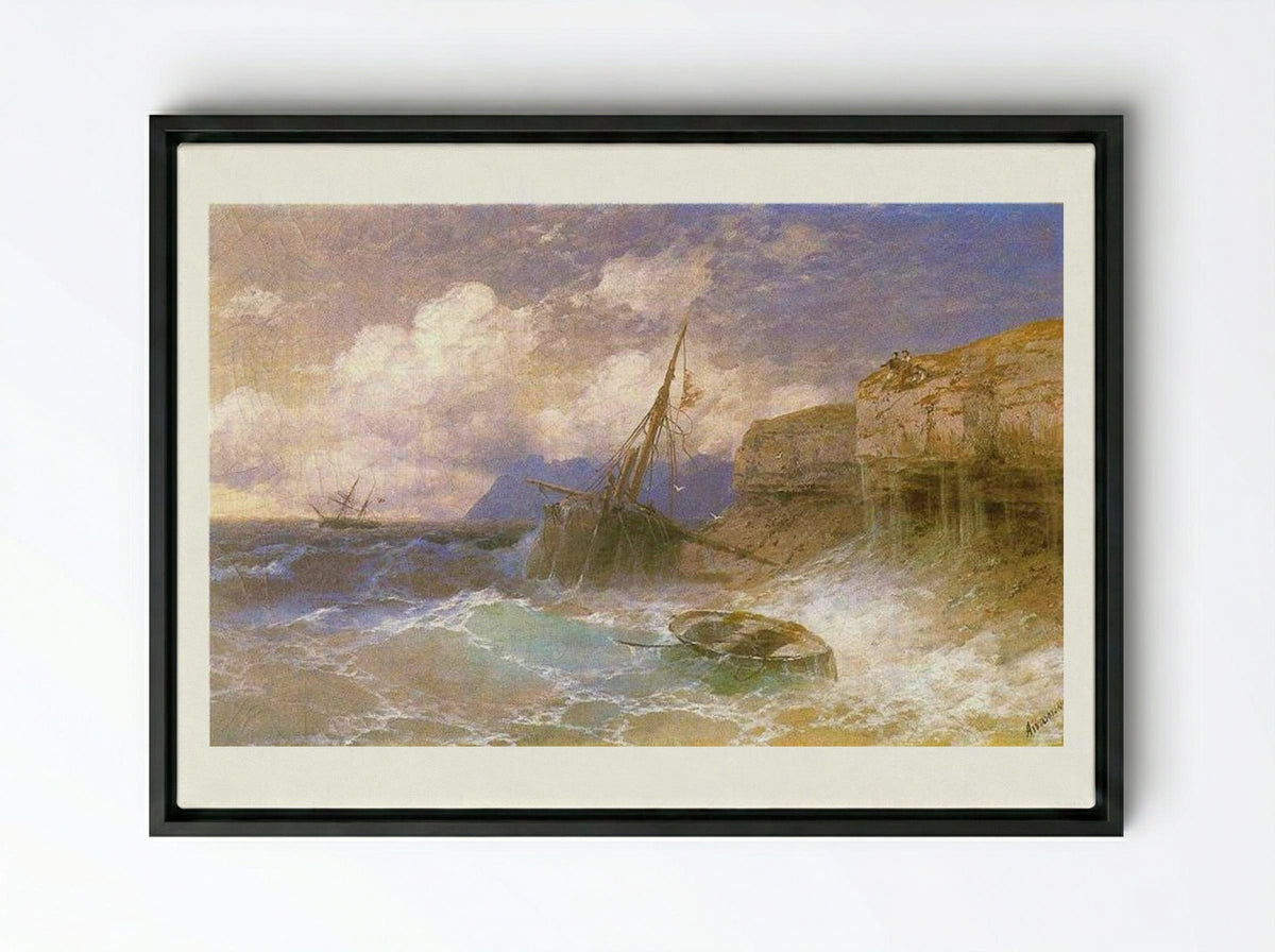 Tempest by the Coast of Odessa - Ivan Aivazovsky - Framed Canvas Black