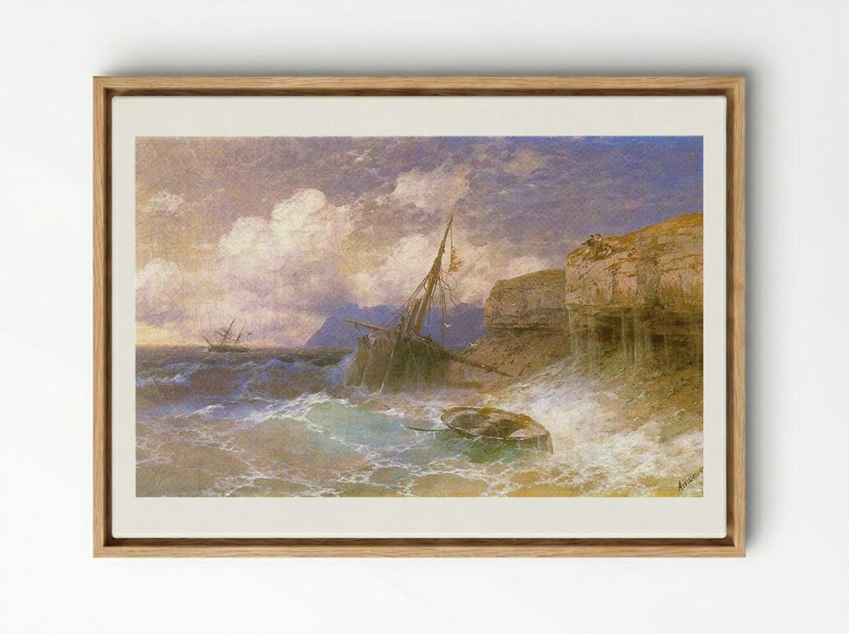 Tempest by the Coast of Odessa - Ivan Aivazovsky - Framed Canvas Wood