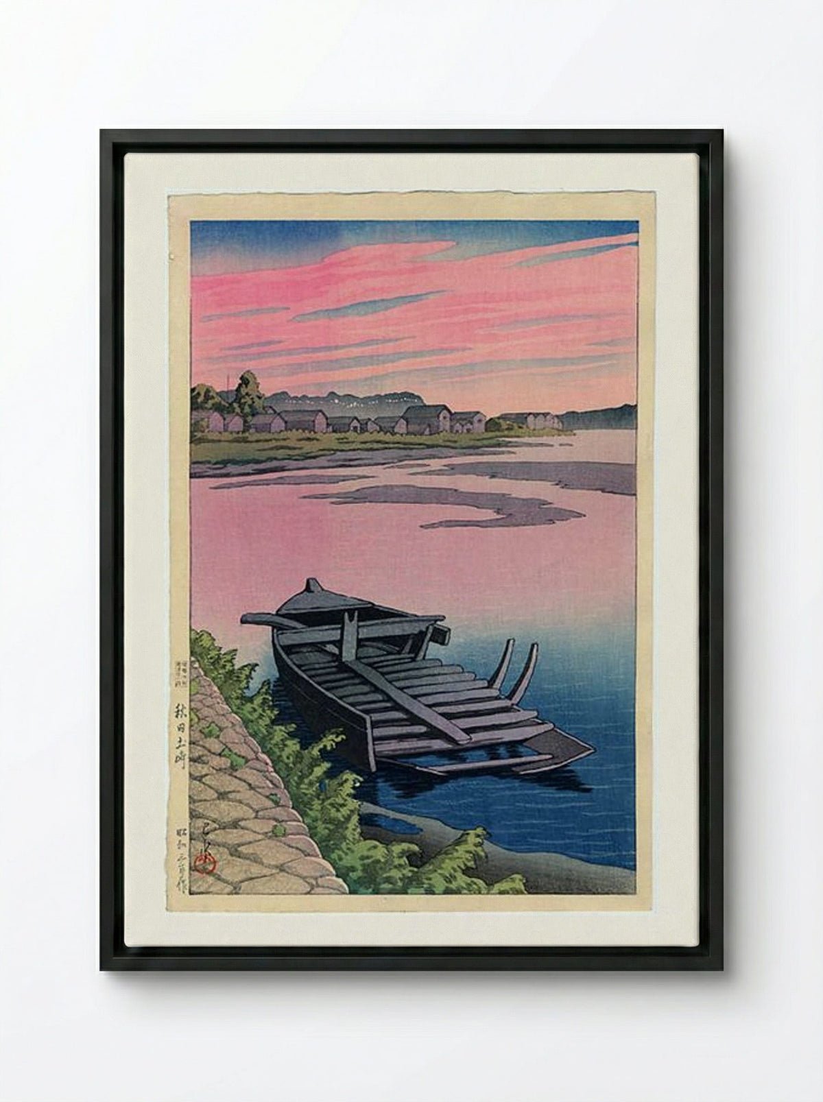 Tsuchizaki, Akita - Hasui Kawase - Framed Canvas Black