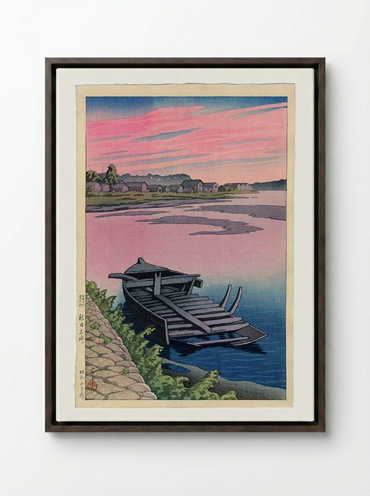 Tsuchizaki, Akita - Hasui Kawase - Framed Canvas Dark Wood
